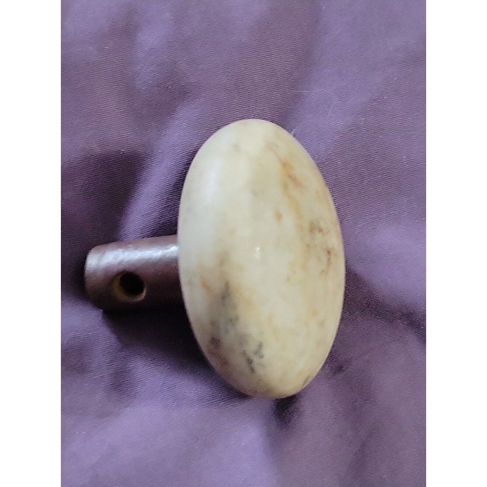 White Marbles Porcelain Door Knob 2 Inch Diameter Metal Mount Vintage
